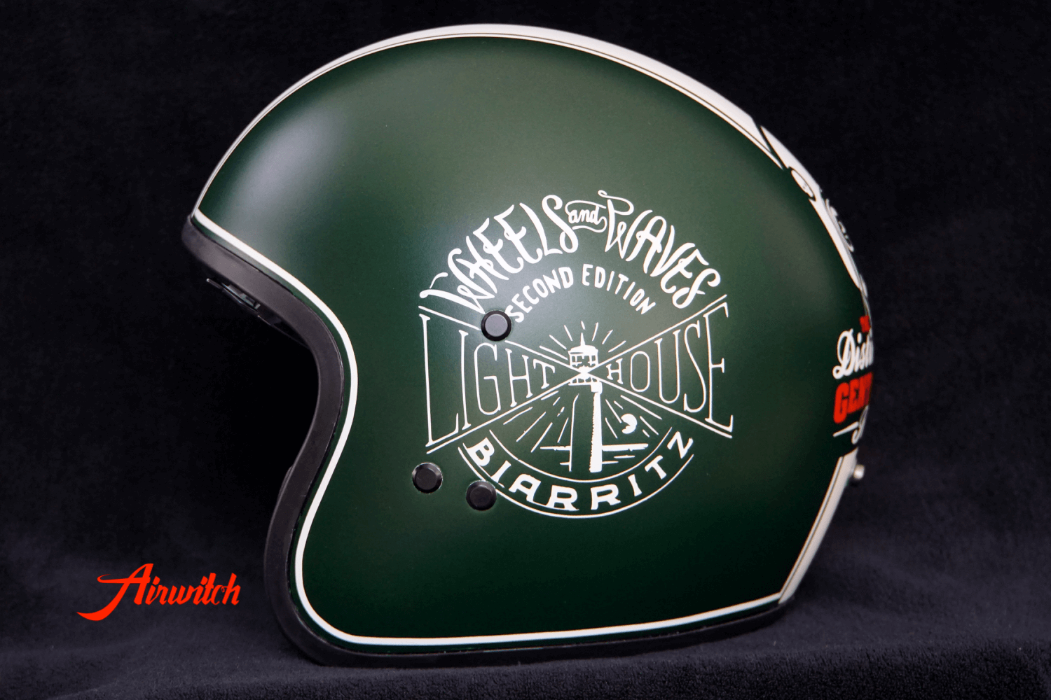 Custom Painting Helm mit Stern und Wheels und Waves Logo, Streifen und Stern