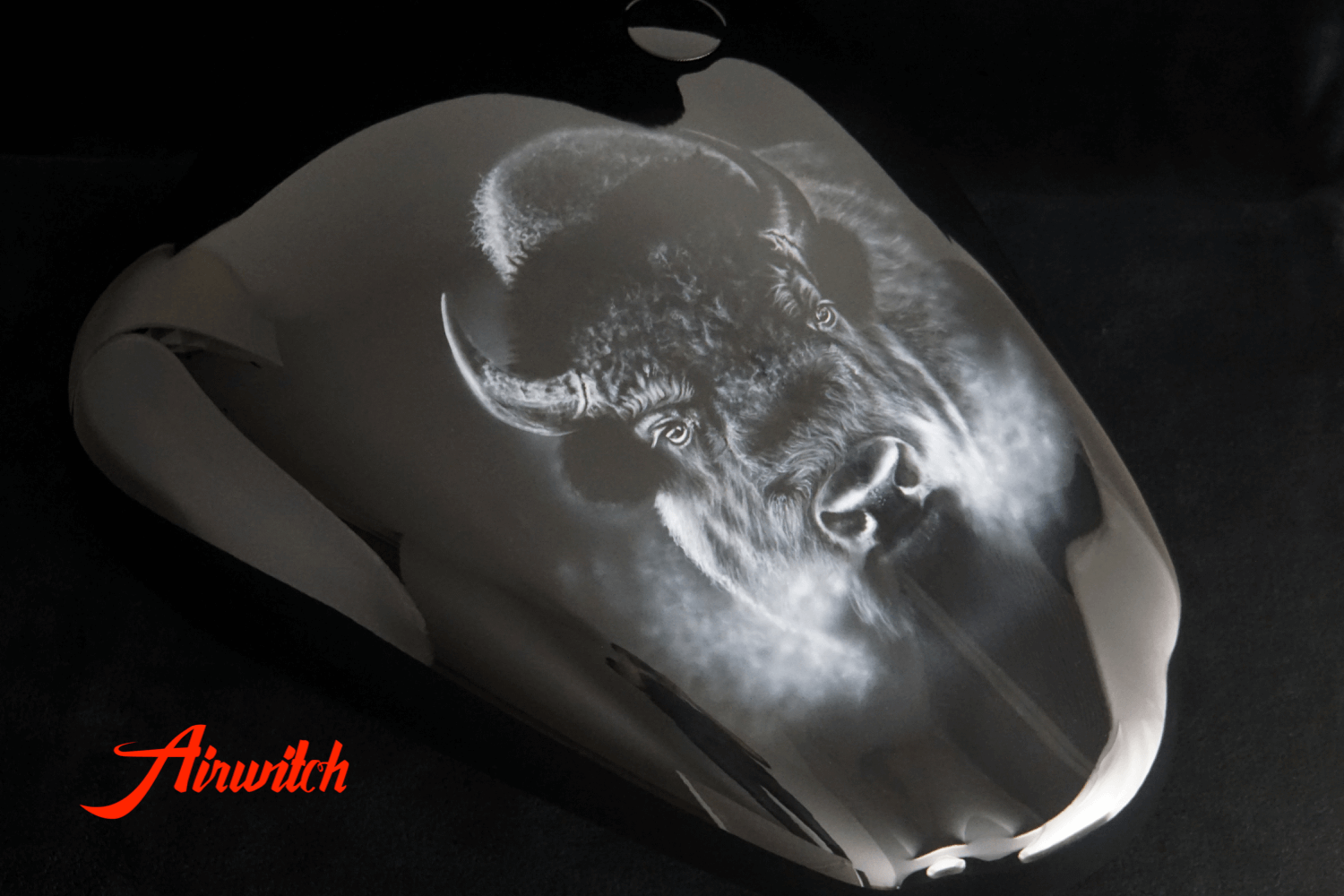 Big Black Buffalo Bull Custom Paint Airbrush Kawasaki VN 2000 Tank Lackierung