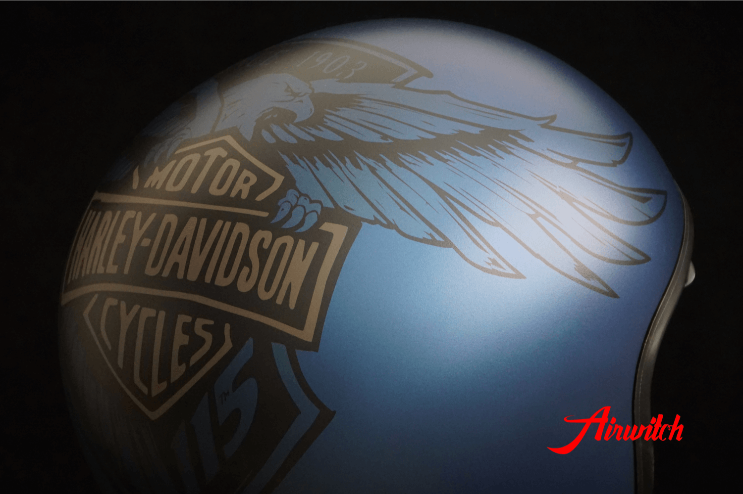 Custom Paint Helm eagle 115 anniversary Harley Davidson blue - Nachlackierung 