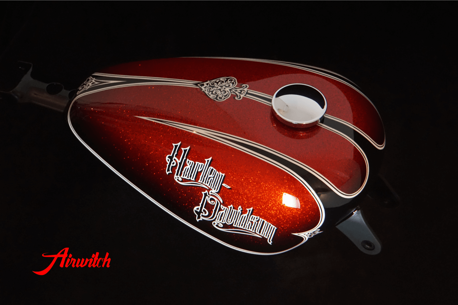 Custom Paint Harley Davidson Sportster Red Chopper Metalkflakes Tank "Oldschool Look"