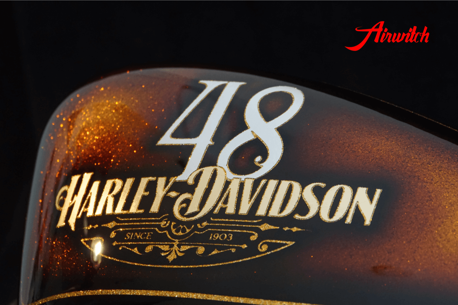 Custom Paint Harley Davidson Sportster Forty Eight Metalflake, Candy Airbrush, Gold & Silver leaf, Eagle