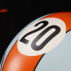 Custom Paint Helm mit Airbrush im Porsche Gulf Design in hellbau und orange