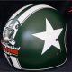 Custom Paint Helm grün mit Airbrush, Stern, Streifen und Gentlemans Ride Logo
