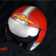 Custom Paint Retro Helm Indian Morocycle mit Streifen in rot und pastellgrün mit Shell Logo in Airbrush