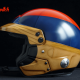 Custom paint old leather racing rallye helmet Airbrush Lackierung in blau, rot und braun "1000 Miglia" Airwitch