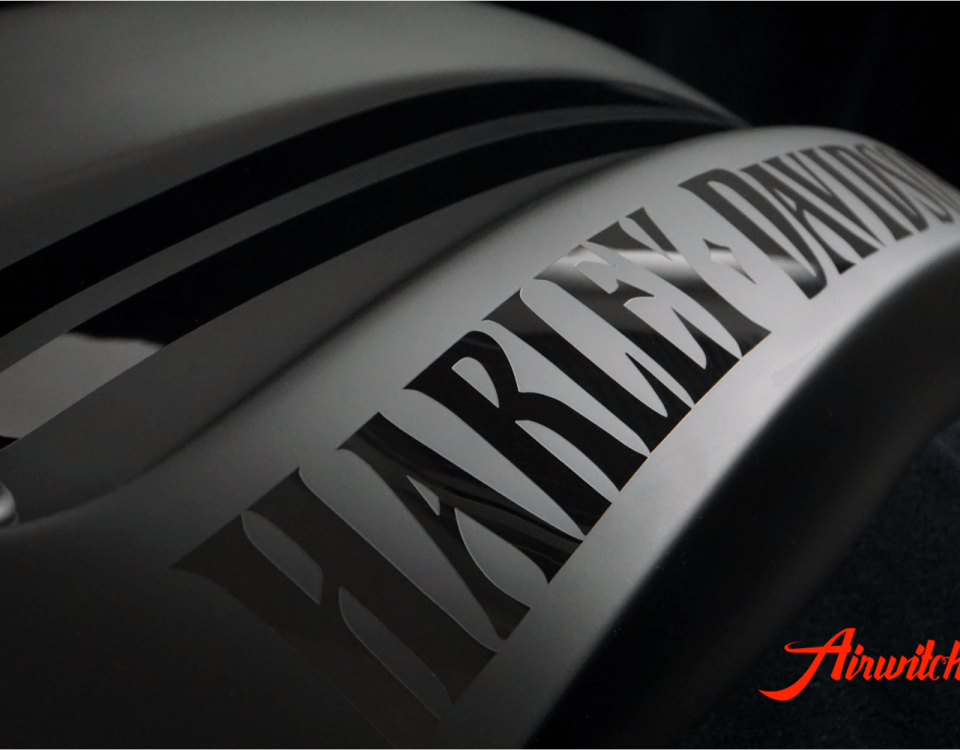 Custom Paint Harley Davidson V-Rod Airbox Lackierung black matt glossy mixed clearcoat design