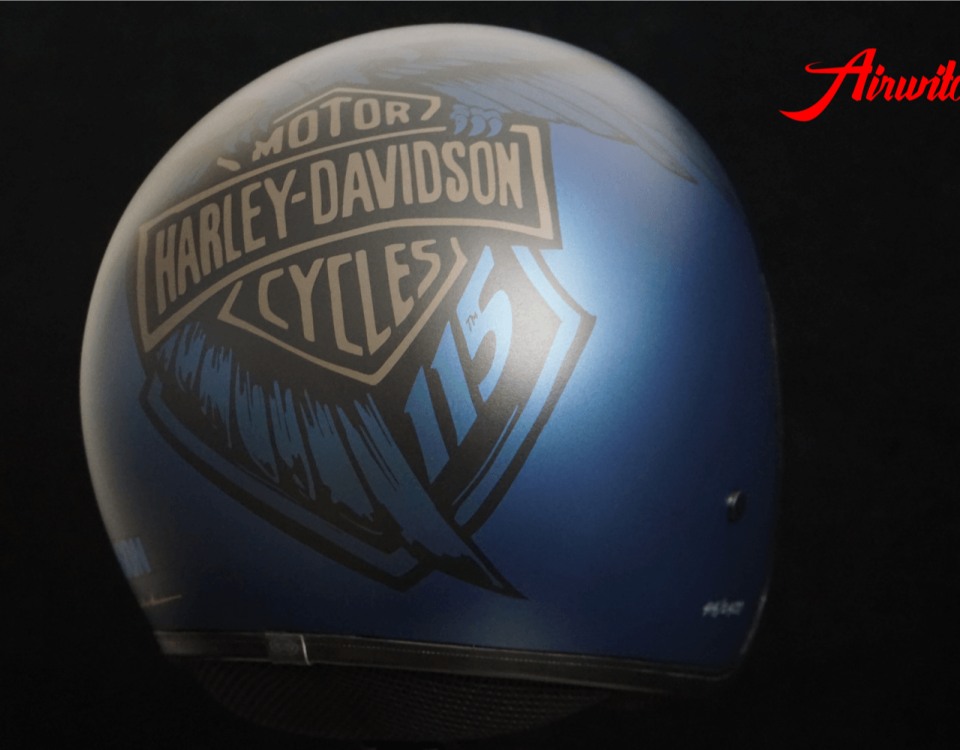 Custom Paint Helm eagle 115 anniversary Harley Davidson blue - Nachlackierung